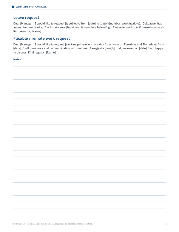 Preview of Employee Request Letter Templates